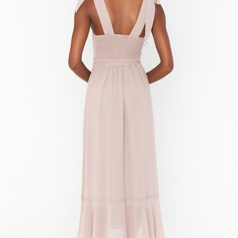 Show me your MUMU | Claire Midi Dress | Soft Beige Chiffon | Size Small S - Picture 5 of 16